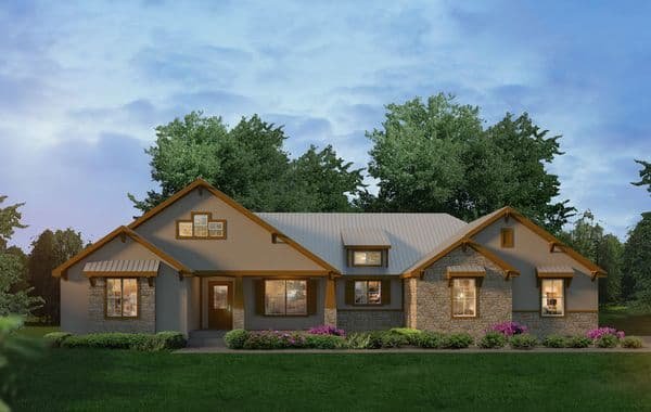 Lantana custom home elevation - 4 Bed / 2.5 Bath / 2,449 Sq Ft
